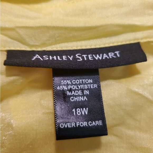 Ashley Stewart Yellow Button Down Rouched Top Size 18W - Picture 11 of 12